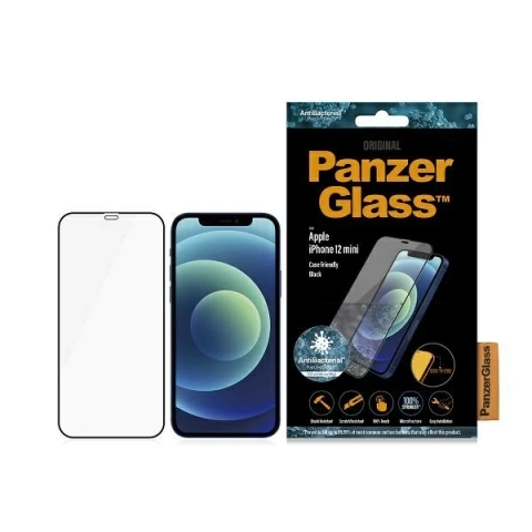 Szkło PanzerGlass E2E Super+ do iPhone 12 Mini Case Friendly AntiBacterial MicroFracture czarny/black
