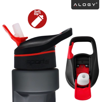 Alogy FitBottle™ 800ml Smart-Trinkflasche mit LED-Display, Bluetooth-Verbindung, Strohhalm, Motivationsfunktion, wiederverwendbar – Schwarz