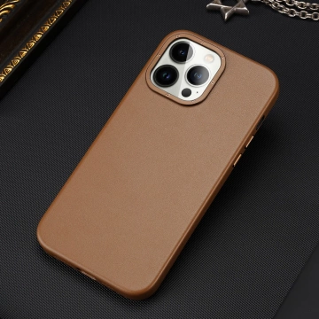 Etui Dux Ducis Grit skórzane do iPhone 14 Pro Max elegancki pokrowiec ze sztucznej skóry (kompatybilne z MagSafe) brązowy