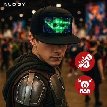 Czapka z daszkiem z oświetleniem LED RGB Piksele bluetooth Alogy PixelCap™ led telefon komórkowy sterowana aplikacją pixel Czarna