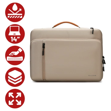 Torba wodoodporna Bange na laptopa do 14" – pojemna i wygodna, odporna i oddychająca, miejska i podróżna do pracy i samolotu, unisex – Beżowa