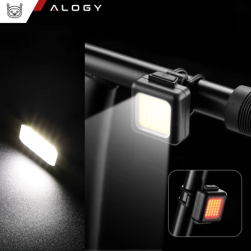 Lampka rowerowa na rower przednia tylna zestaw 2 lampek przód + tył COB USB Alogy Bike Light