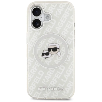 Etui Ochronne do iPhone 17 Karl Lagerfeld IML Glitter K&C Heads MagSafe Szary