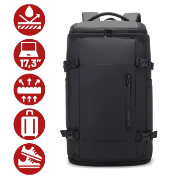 Bange wasserdichter Rucksack für 15,6-Zoll-Laptop, Stadtreisender, 45 x 30 x 16 cm, für Arbeit, Flugzeug, Herren, Damen, mit USB-Anschluss Schwarz