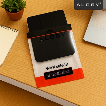 Etui do Apple iPad 11gen. 11" 2025 / 10gen. 10.9" 2022 Ochronne Hybrydowe z Miejscem na Rysik, Składana Okładka, Funkcja Podstawki, Alogy HybridBook™ Case  – Czarne