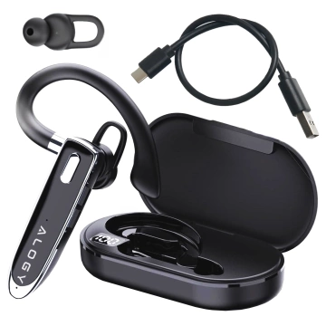Słuchawka Bezprzewodowa Bluetooth 5.1 dla kierowcy 12H rozmów zestaw z etui ładującym zestaw słuchawkowy Alogy Czarna