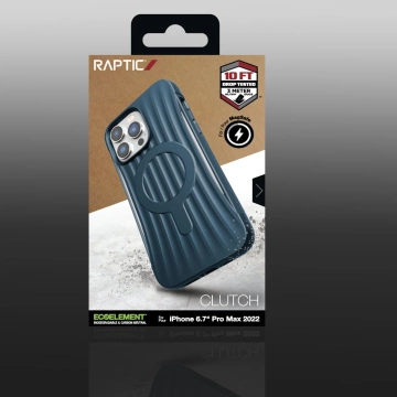 Raptic Clutch Built Case iPhone 14 Pro Max mit MagSafe Rückseite blau