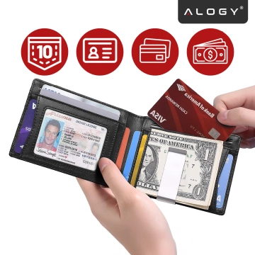Portfel RFID Etui ochronne blokujące sygnał na karty dokumenty cienki Alogy Small męski damski Wallet Czarny
