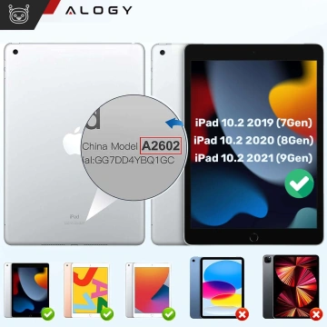 Etui do Apple iPad 10.2 9 gen 8/7 2021/2020/2019 Smart Case Alogy TPU obudowa na tablet Granatowe + Szkło
