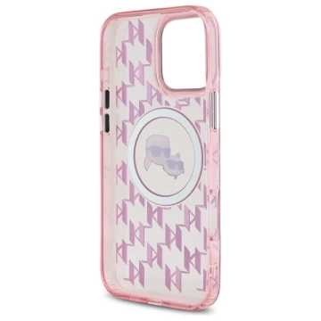 Etui Karl Lagerfeld do iPhone 16 Pro Max 6.9" Różowy MagSafe IML Monogram Karl&Choupette Head 