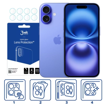 Szkło x4 na kamerę obiektyw 3mk Lens Protection do Apple iPhone 16