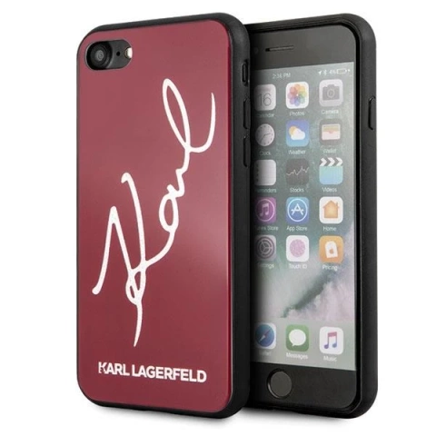 Handyschutzhülle Karl Lagerfeld KLHCI8DLKSRE für Apple iPhone 7/8/ SE 2020/2022 rot/rote Hartschale Signature Glitter