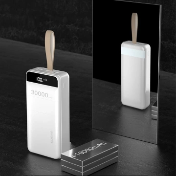 Dudao powerbank 30000 mAh 3x USB z lampką LED biały (K8s+ white)