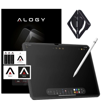 Mattes gehärtetes Glas für Apple iPad 10.9 (2022/2025, 10./11. Generation) von Alogy, matte, papierähnliche Displayschutzfolie mit Montagesatz