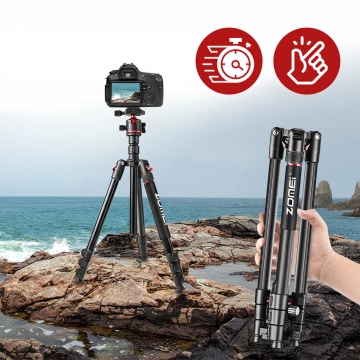 Statyw Profesjonalny 2w1 – Tripod i Monopod do Aparatu i Kamery, Składany z Regulowaną Wysokością i Głowicą Kulową 360°, Stabilny i Lekki, ProStand™ – Czarny