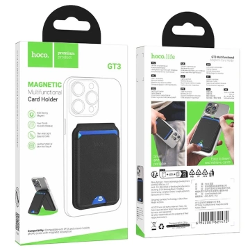Portfel Magnetyczny Hoco GT3 MagSafe z Podstawką do iPhone Czarny