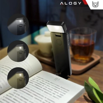Lampka LED do czytania Alogy Clip Lamp Lampa z klipsem do książki na książkę 15 trybów akumulator Szara
