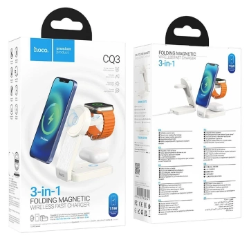 HOCO 3in1 MagSafe kompatibles kabelloses Ladegerät 15W CQ3 Weiß