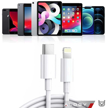 2x Kabel 2m USB-C do Lightning Alogy Fast Charge przewód do ładowania iPhone 20W biały 