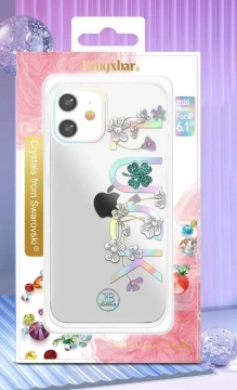 Kingxbar Lucky Series Hülle verziert mit originalen Swarovski-Kristallen iPhone 12 mini transparent (Clover)