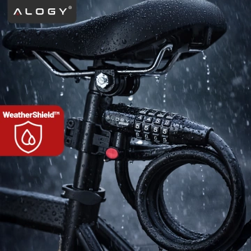 Zapięcie do roweru blokada rowerowa mocna linka 120cm zabezpieczenie rowerowe na kod szyfr kluczyk Alogy czarny