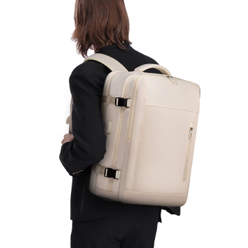 Plecak wodoodporny Bange na laptopa 15.6" miejski podróżny 46x31.5x20 cm do pracy samolotu męski damski z z gniazdem USB Beżowy