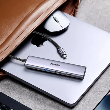 Adapter Ugreen CM478 USB-C do HDMI / USB-A 3.0 / 2x USB 2.0 / PD Szary