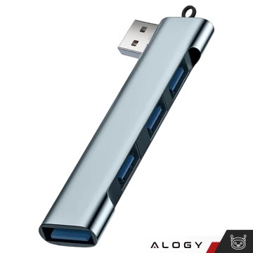 HUB rozdzielacz Alogy Adapter do komputera laptopa z USB-A do 3x USB-A 2.0 1x USB-A 3.0 Szary