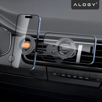 Auto-Lüftungshalterung – MagSafe Doppelhalterung für 2 Smartphones, robust und stabil, magnetisches Design – Alogy MagGrip™ Duo Schwarz