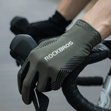Rękawiczki Rowerowe Rockbros 3-Sezonowe L Zielone Dotykowe