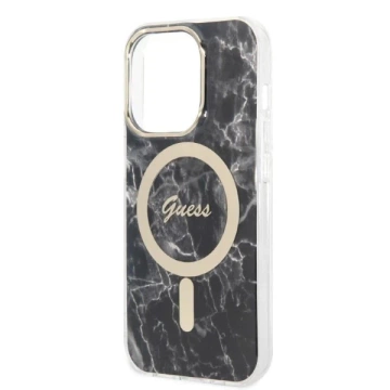 Zestaw Guess GUBPP14XHMEACSK Case+ Charger iPhone 14 Pro Max 6,7" czarny/black hard case MagSafe Marble 