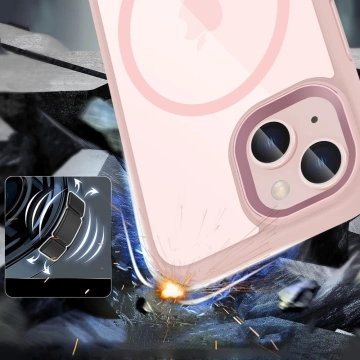 Etui Magmat Magsafe do Apple iPhone 15 Pink/Clear