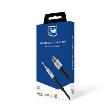 Audio-Adapterkabel USB-C Typ C auf Mini-Klinke 3,5 mm Kabel 1 m 3 mk AUX-Kabel schwarz und silber