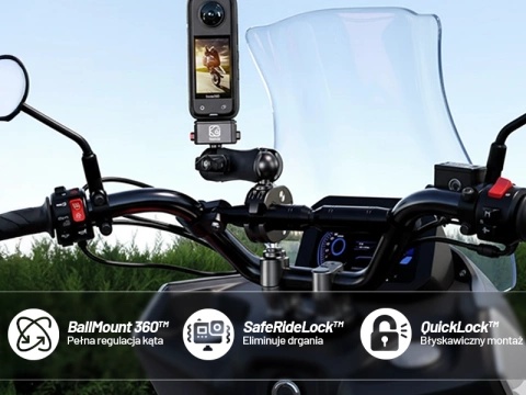 Uchwyt Motocyklowy Aluminiowy Kewig QuickLock do Kamer Sportowych telefonów 1/4 360, Stabilny z Blokadą Antywibracyjną, Szybkozaciskowy Montaż na Kierownicy lub Ramie