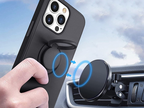 Etui silikonowe Ring Ultra Slim Alogy do Apple iPhone 13 Pro Czarne + Szkło