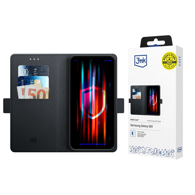 Etui na telefon 3mk Wallet Case portfel do Samsung Galaxy S24 zamykane na magnes Czarne