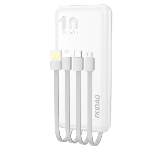 Dudao K6Pro Universal 10000mAh Powerbank mit USB-Kabel, USB Typ C, Lightning White (K6Pro-white)