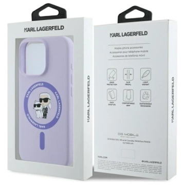 Etui Karl Lagerfeld do iPhone 16 Pro 6.3" Fioletowy MagSafe Hardcase Silicone Karl&Choupette Ring 