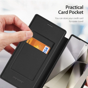 Dux Ducis Skin X Pro Hülle mit Klappe und Magnetring für Samsung S24 Ultra – Schwarz