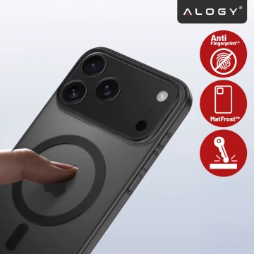Apple iPhone 17 Pro Hülle – Matte MagSafe-Abdeckung mit Linsenschutz, schlank und kratzfest, perfekte Passform – Alogy Skinny MatteCase™ Schwarz