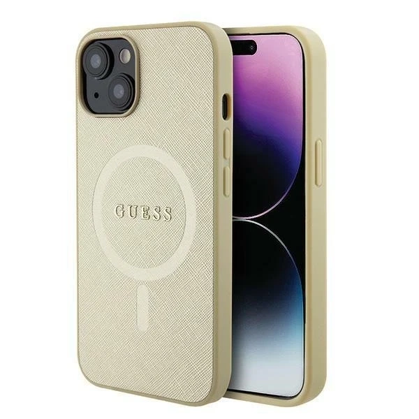 Etui Guess GUHMP15MPSAHMCB für iPhone 15 Plus 6,7" Hardcase Saffiano MagSafe Gold/Gold
