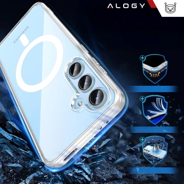 Schutzhülle für Samsung Galaxy S24 FE, Alogy HybridMag™️ Hülle mit MagSafe-Funktion, transparent