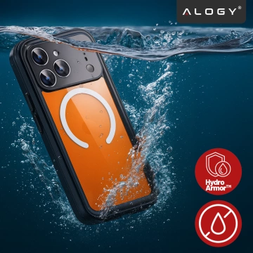 Etui Wodoodporne do Apple iPhone 17 Pro Max 6,9", Pancerna Obudowa 360° z Przezroczystym Tyłem, Kompatybilna z MagSafe, Alogy HydroArmor™ IP68 Case – Czarne