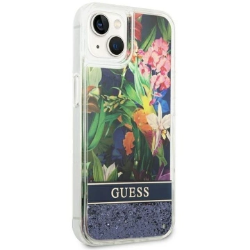 Etui Guess GUHCP14MLFLSB do Apple iPhone 14 Plus 6,7" niebieski/blue hardcase Flower Liquid Glitter