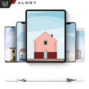 Alogy 2-in-1 kapazitiver Touch-Stift für den Bildschirm eines Telefon-Tablets mit einem Stift Weiß