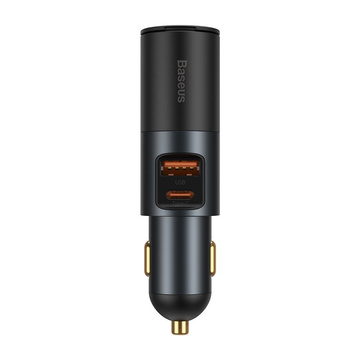 Ładowarka samochodowa Baseus Share Together Fast z gniazdem zapalniczki, USB + USB-C, 120W (szara)