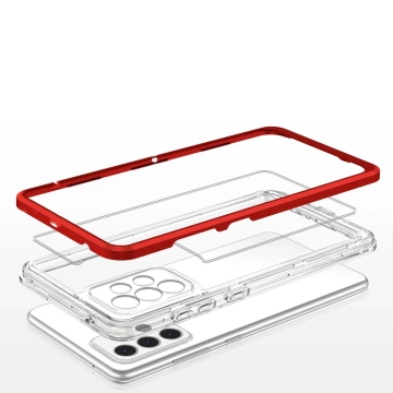 Klare 3in1 Hülle für Samsung Galaxy A33 5G Frame Gel Cover Rot