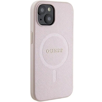 Guess GUHMP15MPSAHMCP Hülle für iPhone 15 Plus 6,7" Hardcase Saffiano MagSafe rosa/rosa