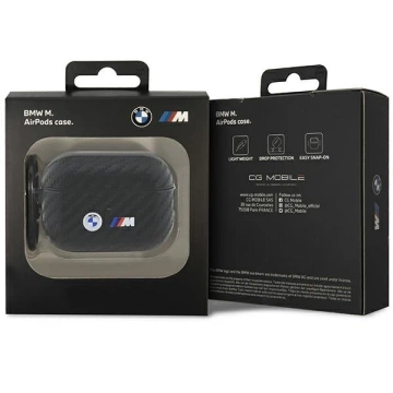BMW BMAP2WMPUCA2 Hülle für AirPods Pro 2 Gen Cover schwarz/schwarz Carbon Double Metal Logo