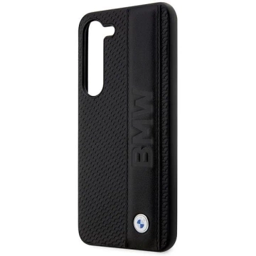 Etui BMW do Samsung Galaxy S23 HardCase Leather Textured & Stripe czarny